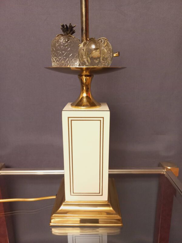 Grande lampe Design en laiton et laque ivoire