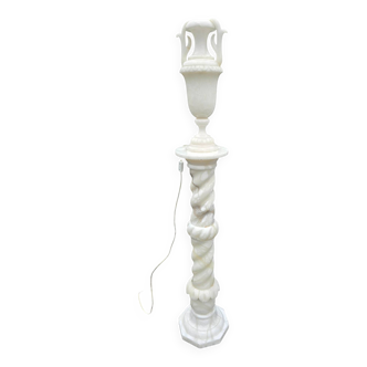 Lampe urne néoclassique en albâtre sur colonne