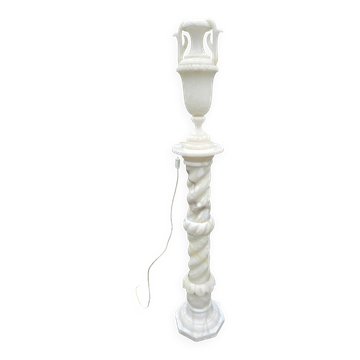 Lampe urne néoclassique en albâtre sur colonne