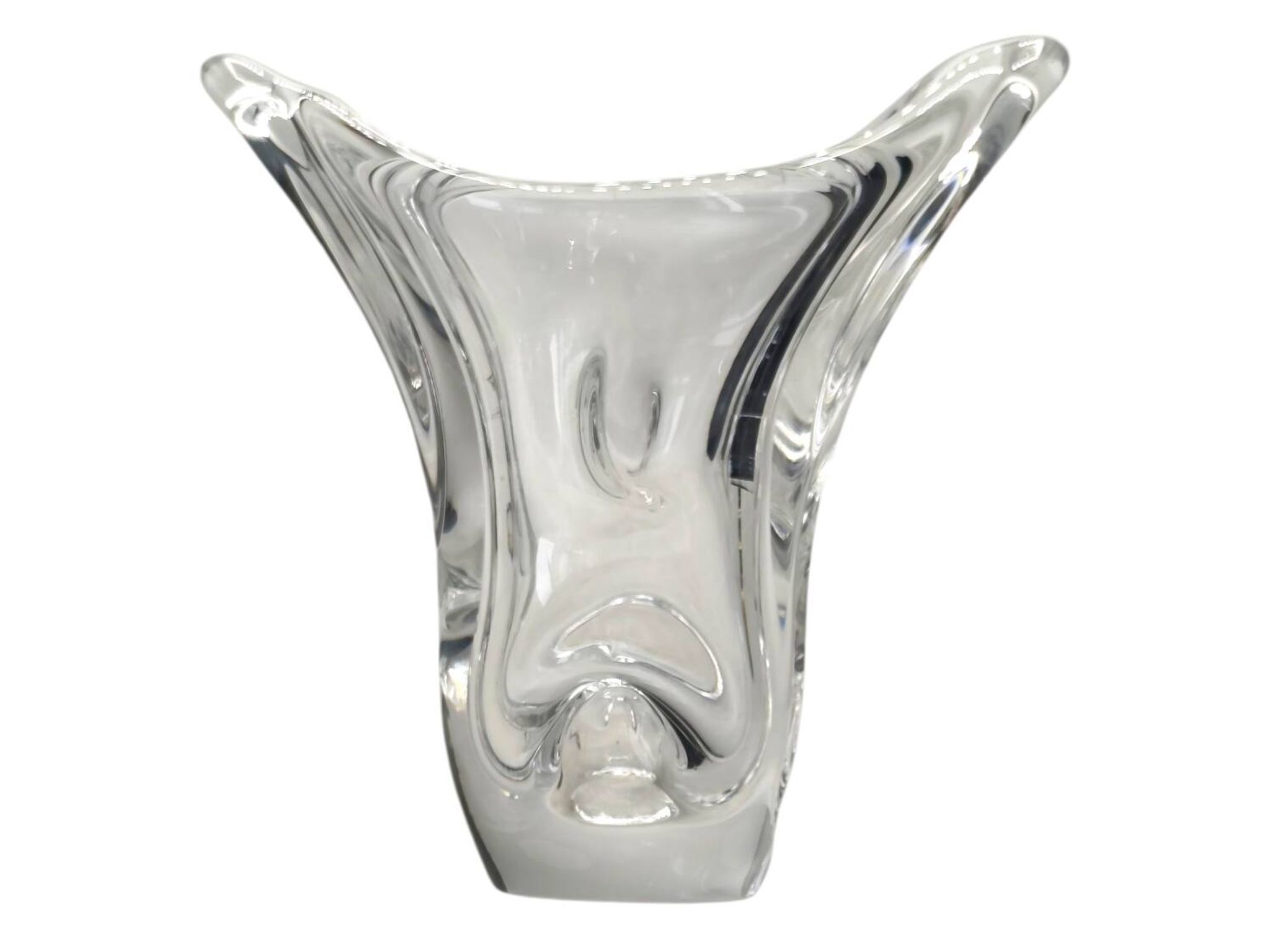Vase en cristal de Sèvres des années 1950 - Design de forme libre soufflé à la main