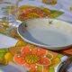 Nappe à fleurs en coton/lin vintage