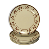 Lot de 6 assiettes plates faïence Salins décor Jurançon peint main