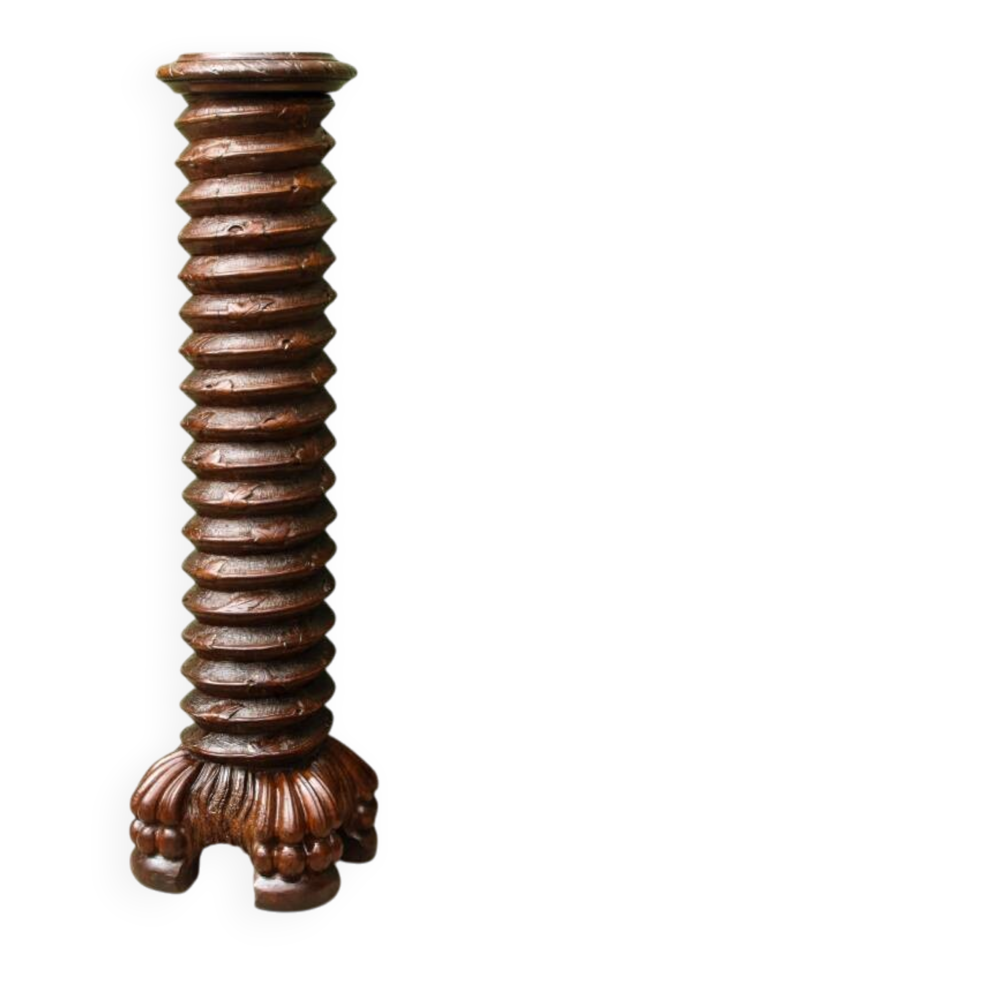 Column, carved walnut press screw, 19th century