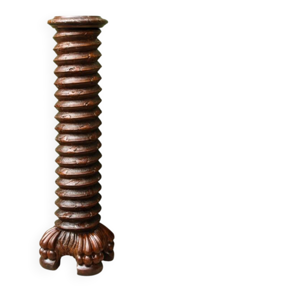 Colonne, vis de pressoir en noyer sculpté, 19ème siècle