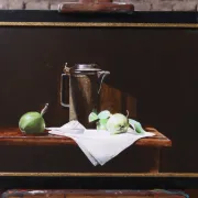 Still life with pewter jug and apples – Marjolein van den Berg, c. 2011