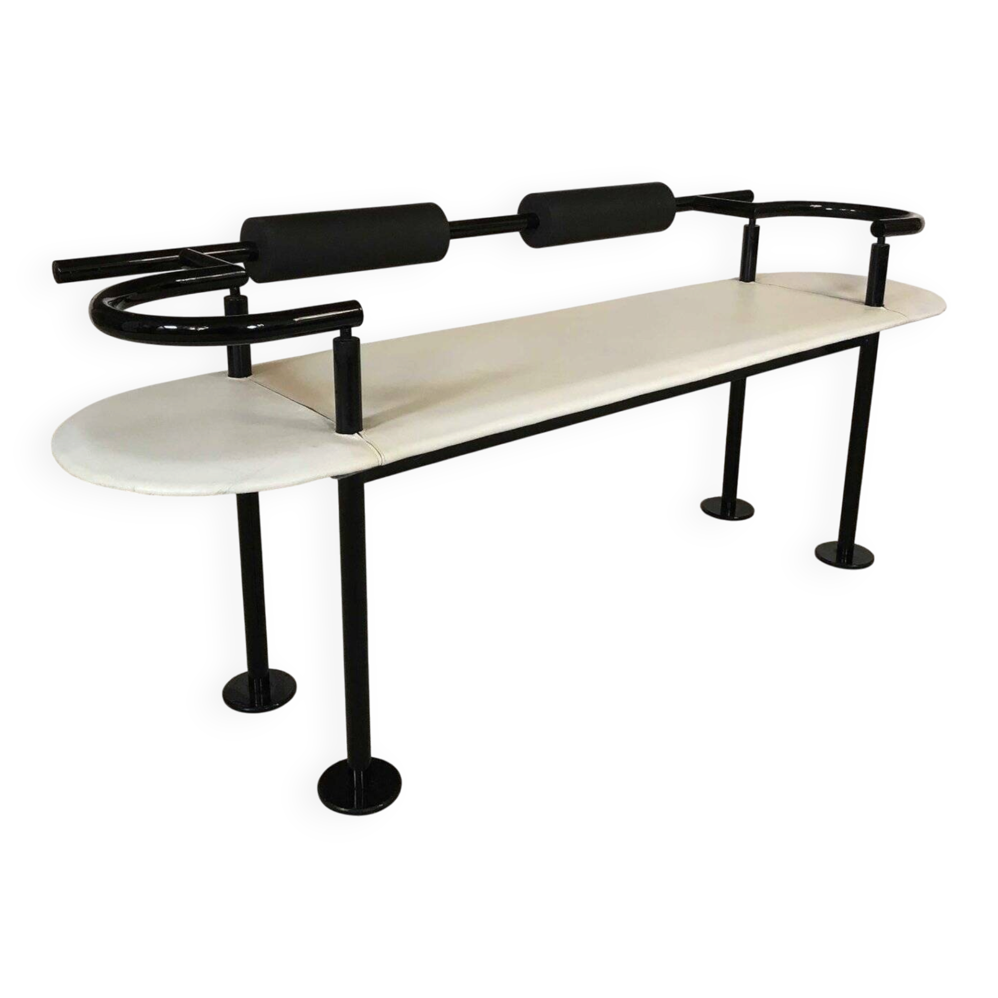 Postmodern Italian leather bench by Cy Mann for Polflex, 1980s
