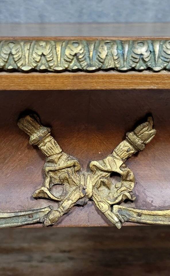 Louis XV style coffee table in marquetry and patinated bronzes circa 1950