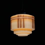 1930s Napako Art Deco pendant light in chrome and glass, restored, new wiring