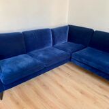 Canapé d’angle sits velours bleu