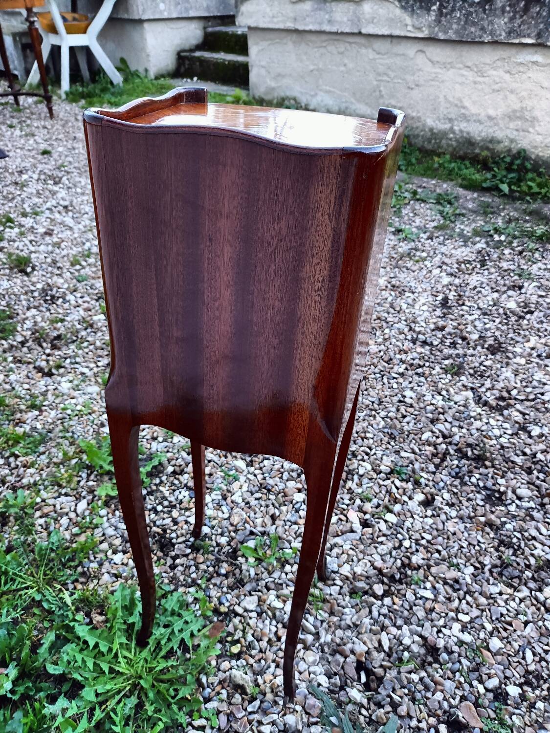 Pair of bedside tables in old Louis XV style marquetry