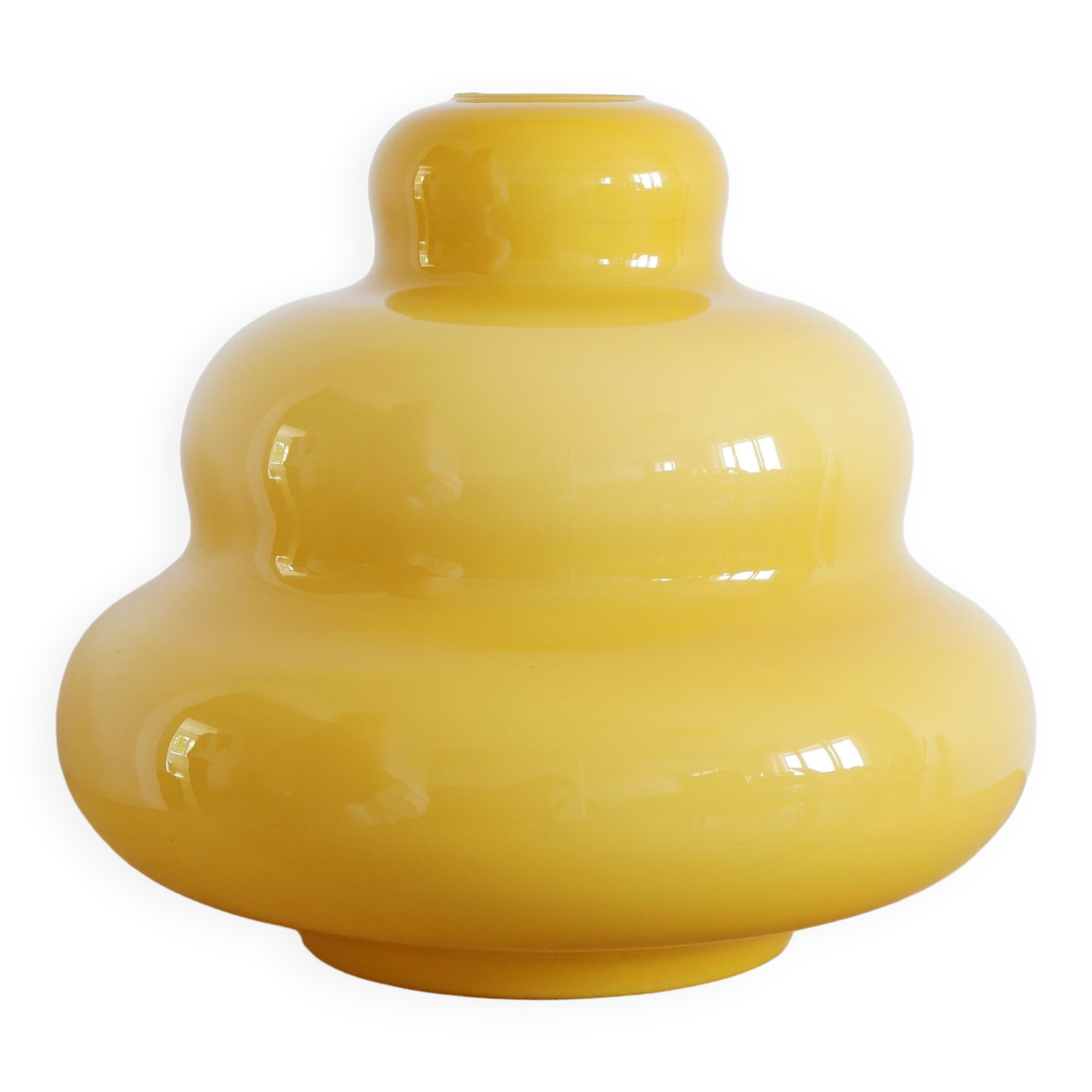 Ceiling lamp in yellow opaline 70s