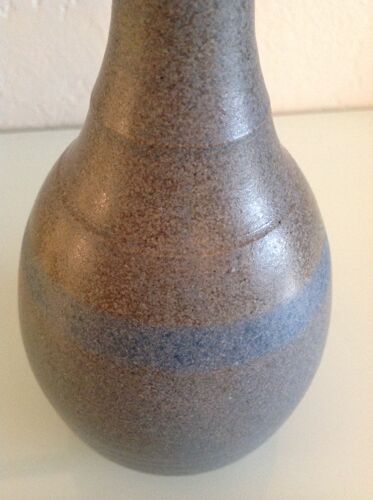 Vase soliflore en ceramique grise et bleue par KHL vintage années 60-70