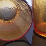 6 old amber colored glasses "lever" year 1970