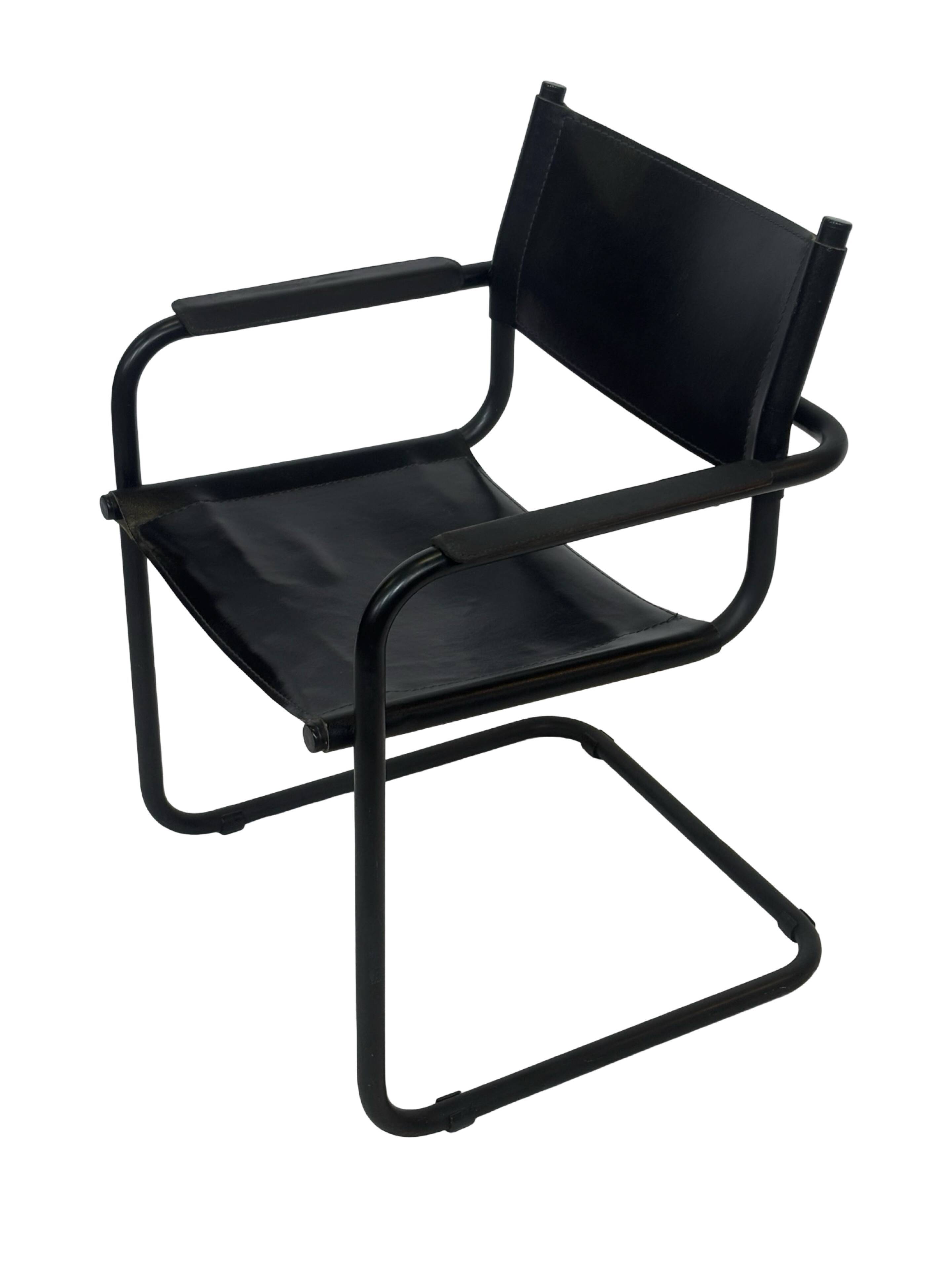 Vintage Breuer style leather chair B32/34 Italian Design in black
