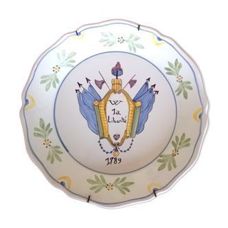 Revolutionary plate 1789 earthenware of Nevers