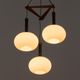 Ribbed glass and teak pendant lamp, 60s.