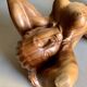 Vintage hand-carved wooden female nude sculpture coffee table