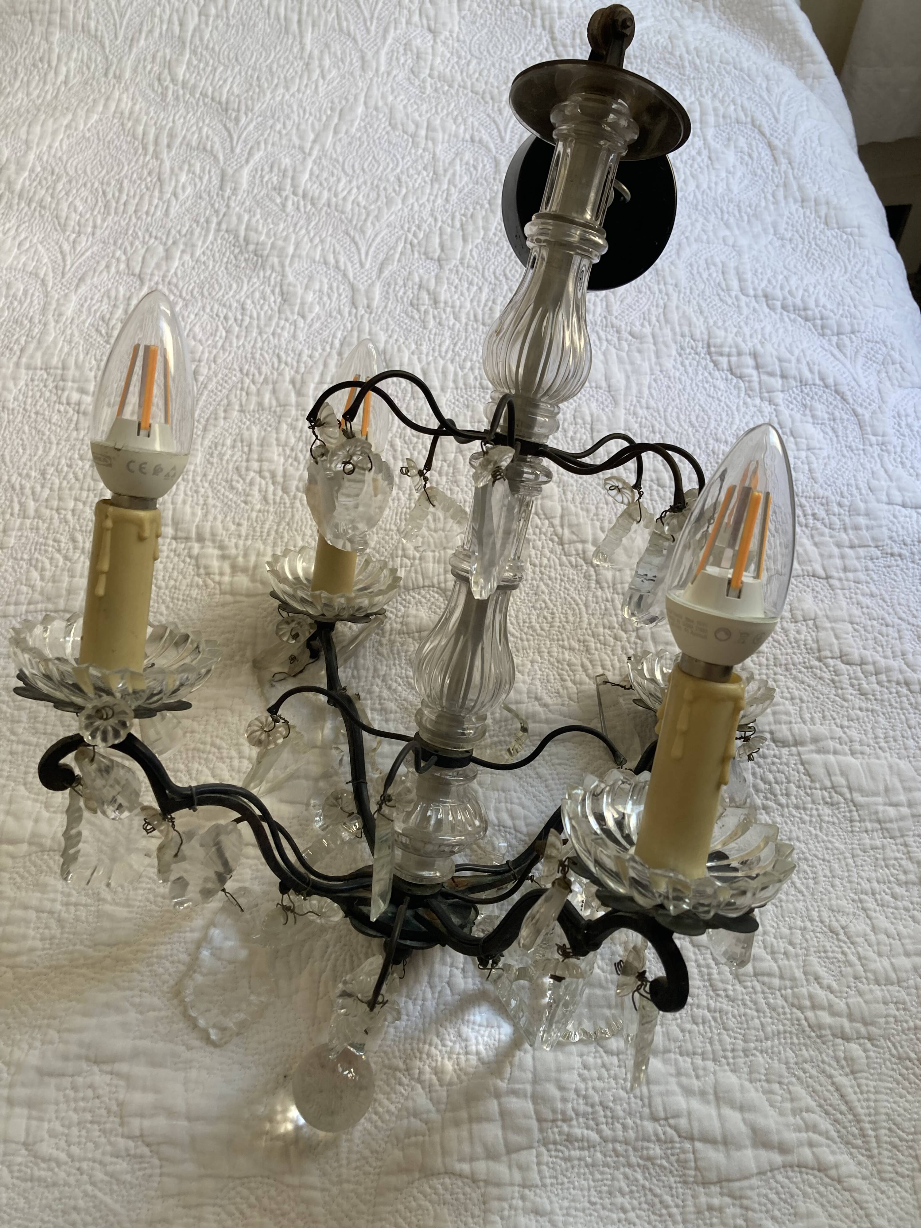 Lustre vintage à pampilles 4 branches