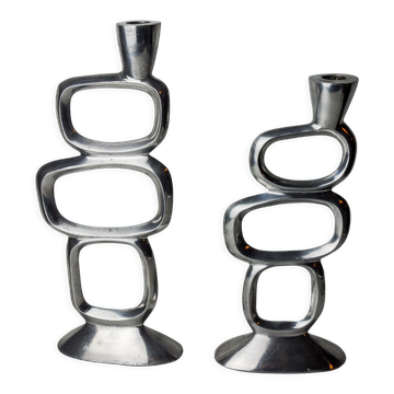 Paire de bougeoirs cercles par Matthew Hilton, Angleterre, 1980
