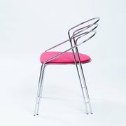 Set of Four Midcentury Italian Dining Chairs in Chrome and Pink Velvet