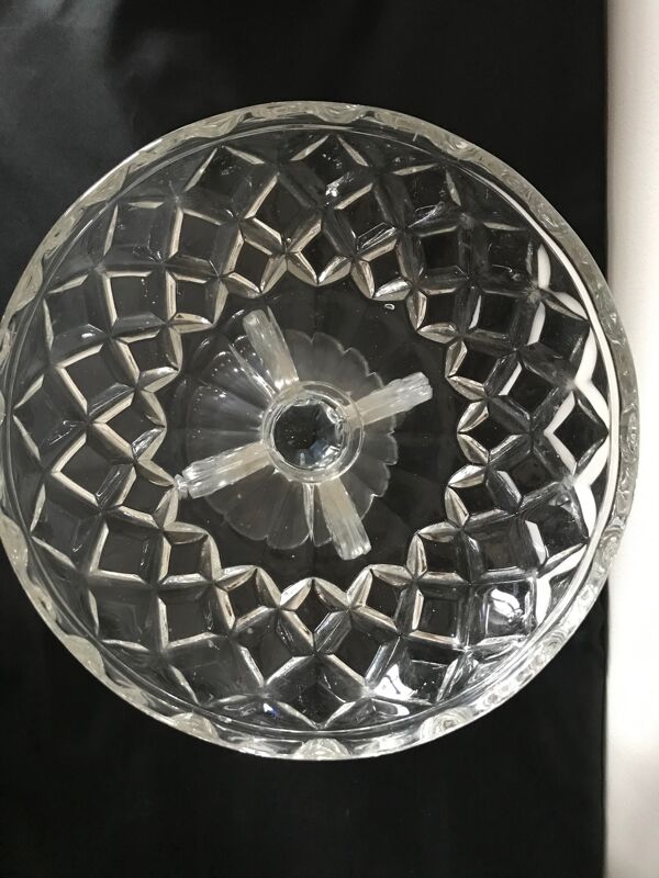 Tchécoslovaquie - coupe à fruits sur pied - moderne milieu de siècle - cristal - (ref 681)