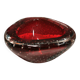 Small glass bowl in beautiful emerald red color with inlaid bubbles.