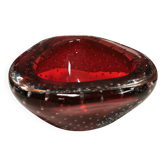 Vide-poche en verre bullé rouge émeraude
