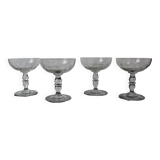 4 superb 20th century blown glass champagne glasses
