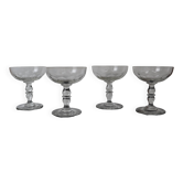4 coupes à champagne en verre soufflé, XXème