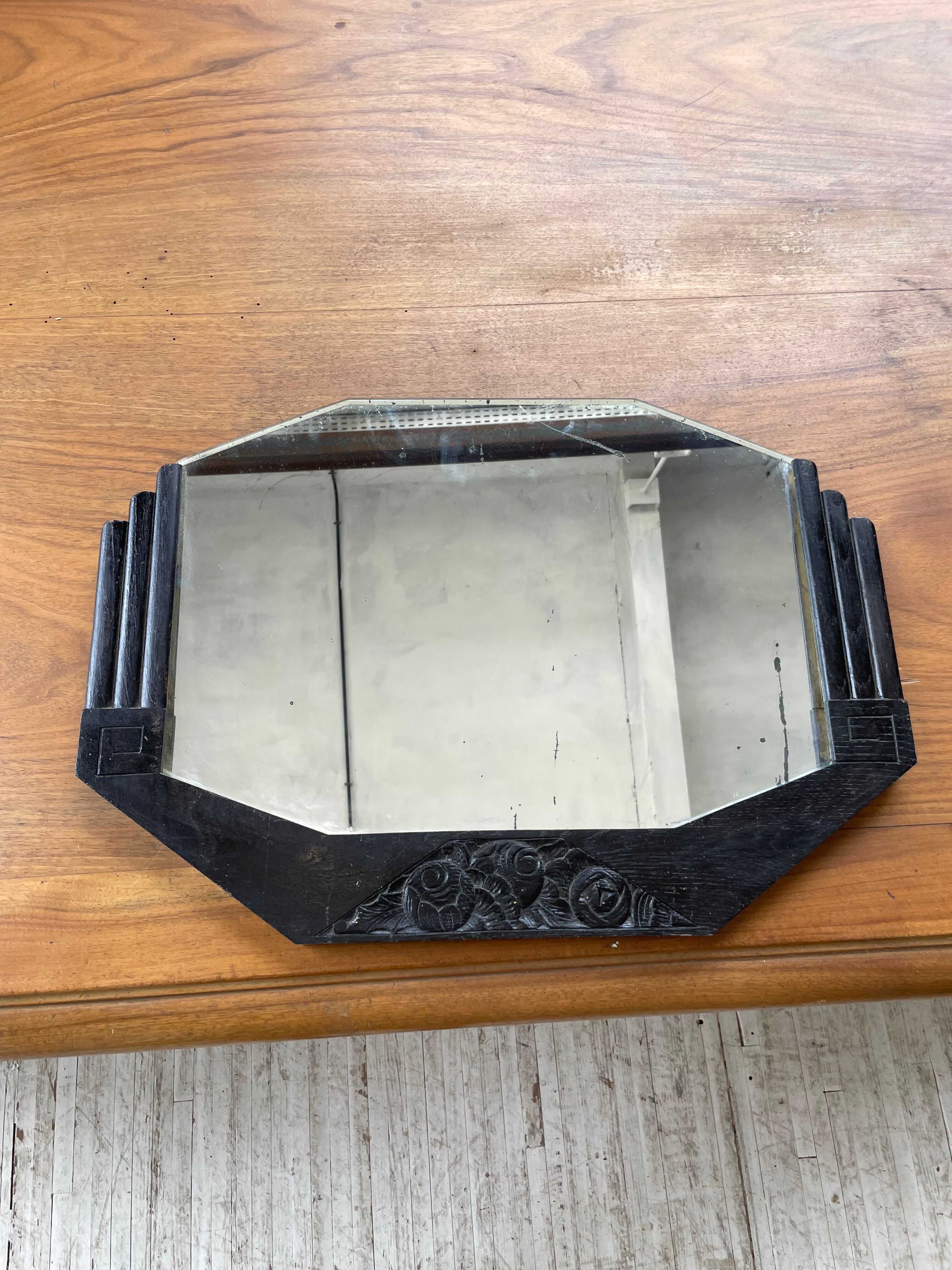 Black art deco mirror 65x46cm