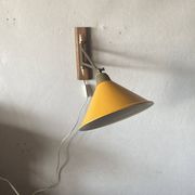 teak and metal midcentury swing arm wall lamp, Dutch 1960s