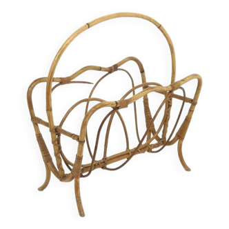 Scandinavian rattan magazine rack, Sweden, 1950
