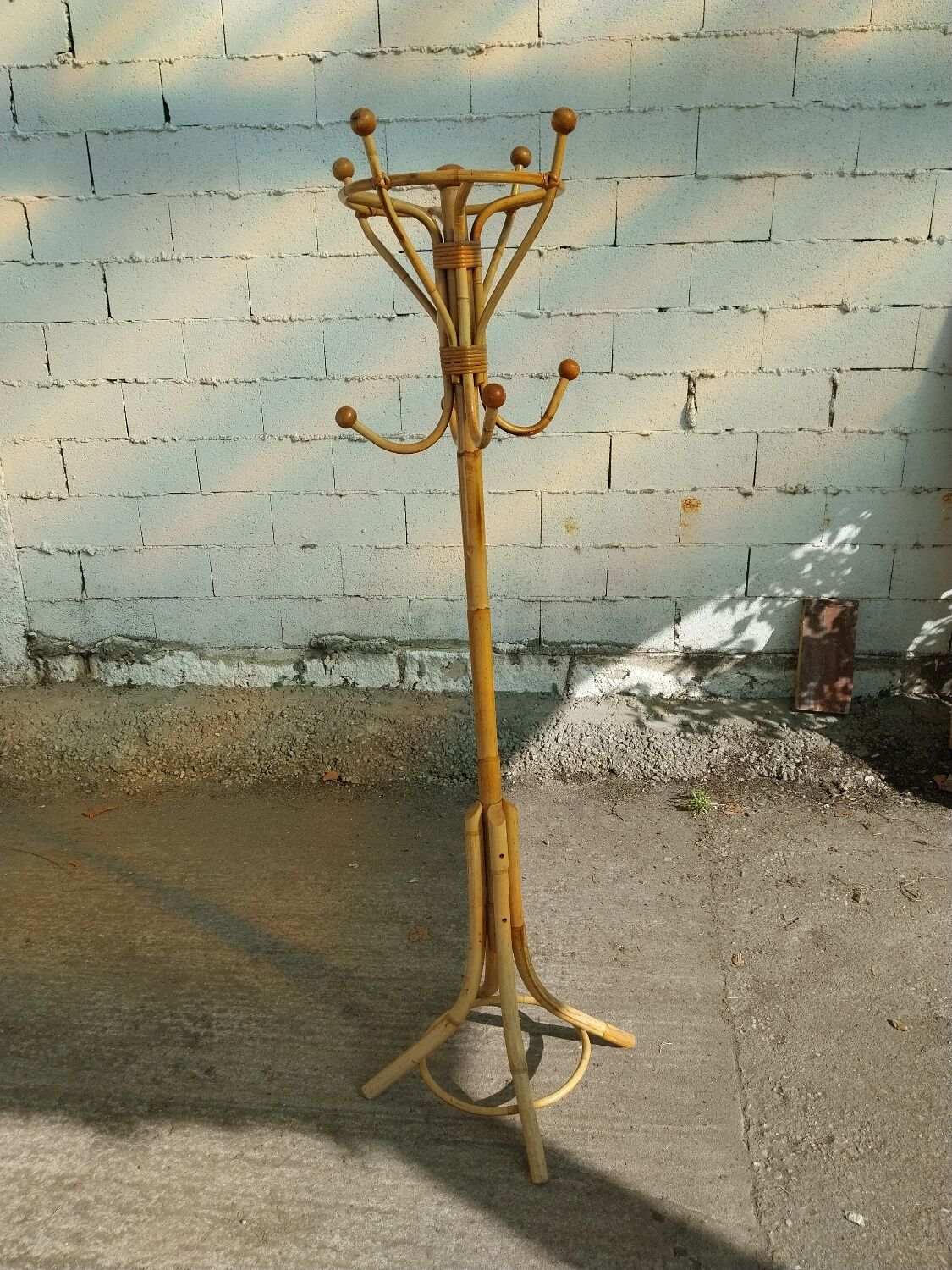 Rattan coat rack