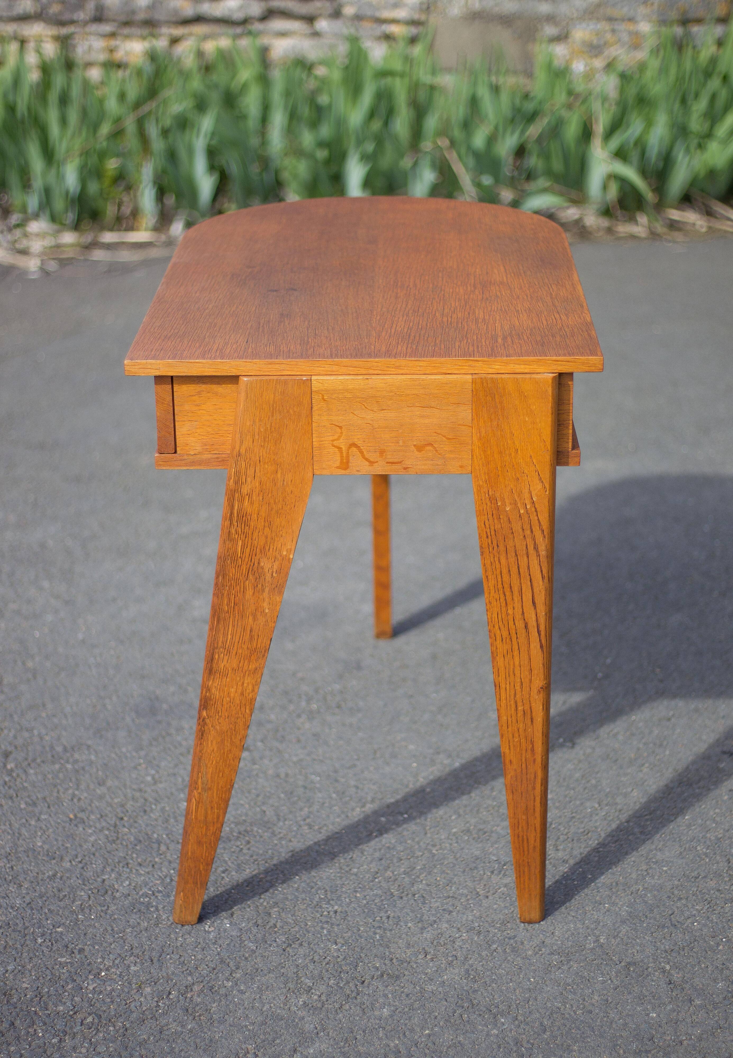 desk, tripod wooden desk, small French designer desk, modernist desk, 50's