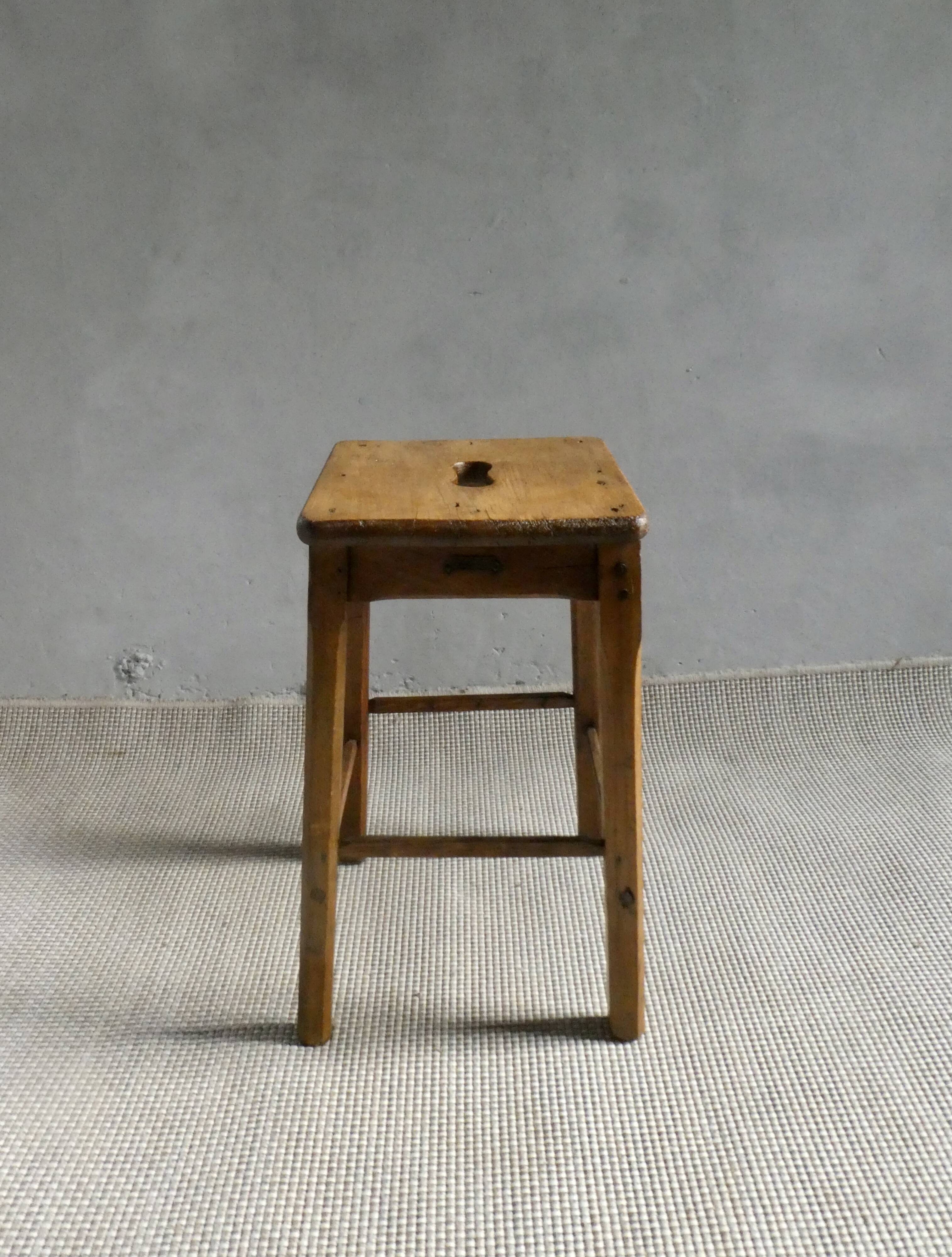 Wooden school stool, Marcel Roy Paris school furniture