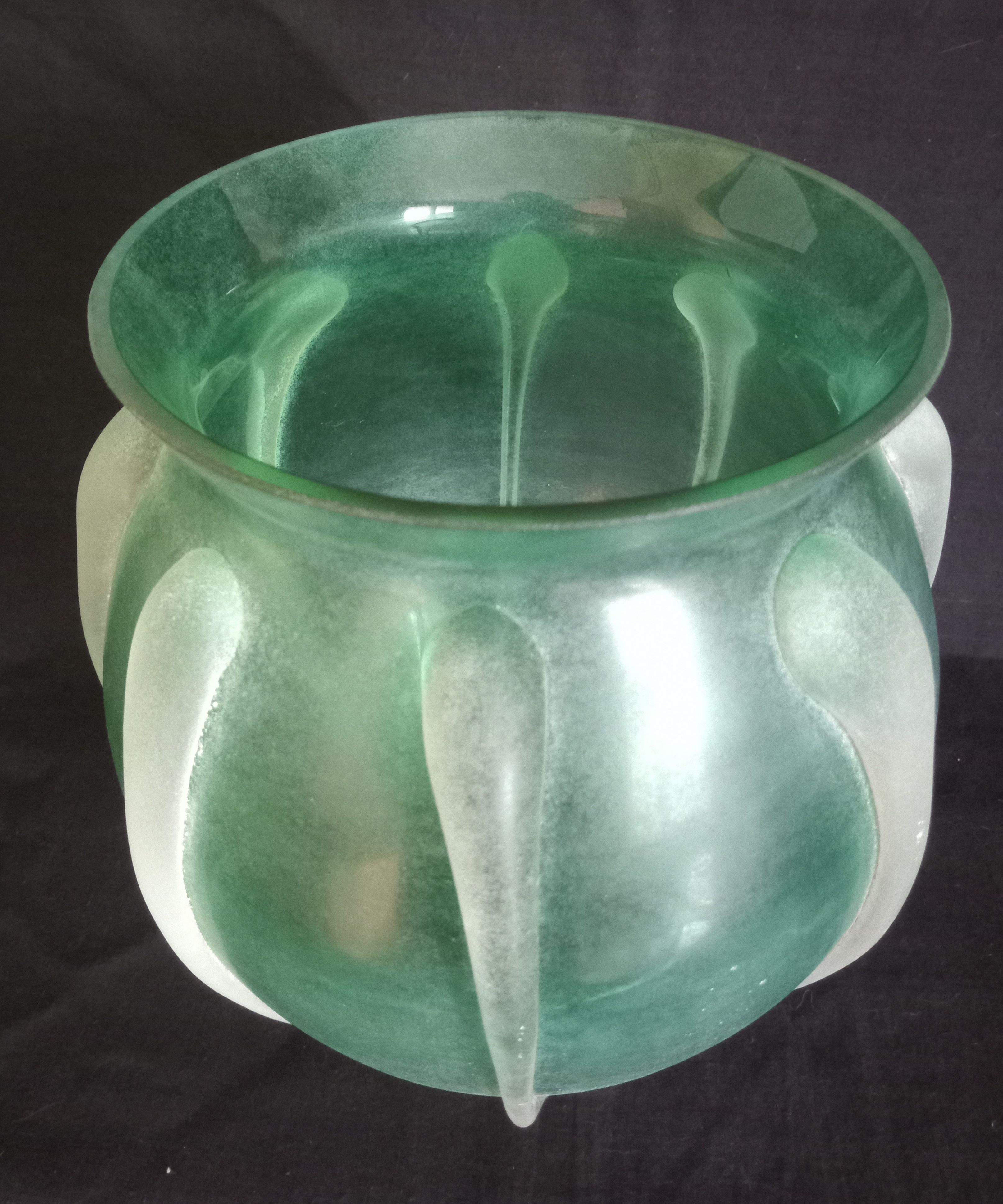 Vase in mint green glass paste, very decorative
