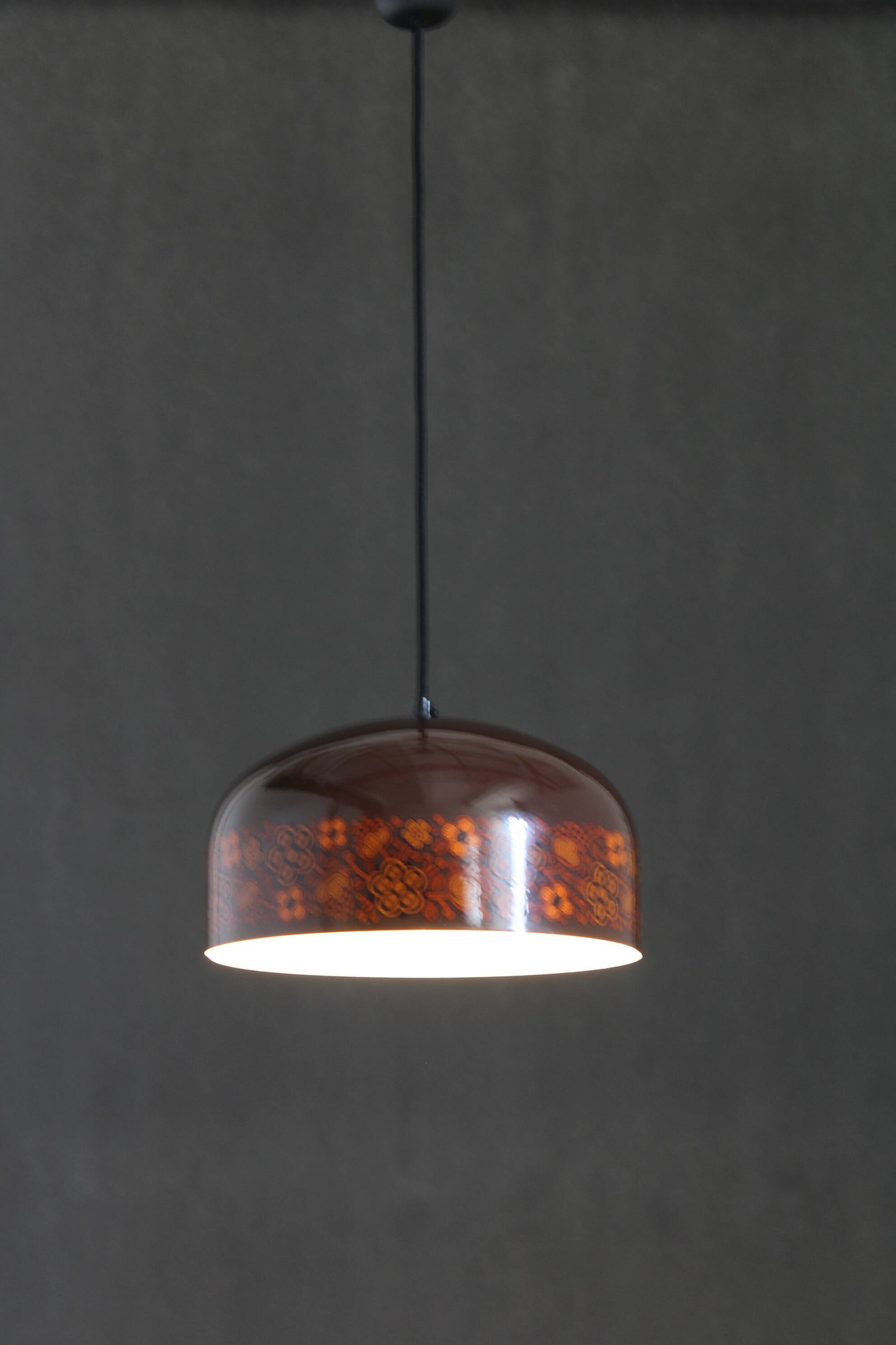 1970s Pendant Lamp with Floral Motiv, Czechoslovakia