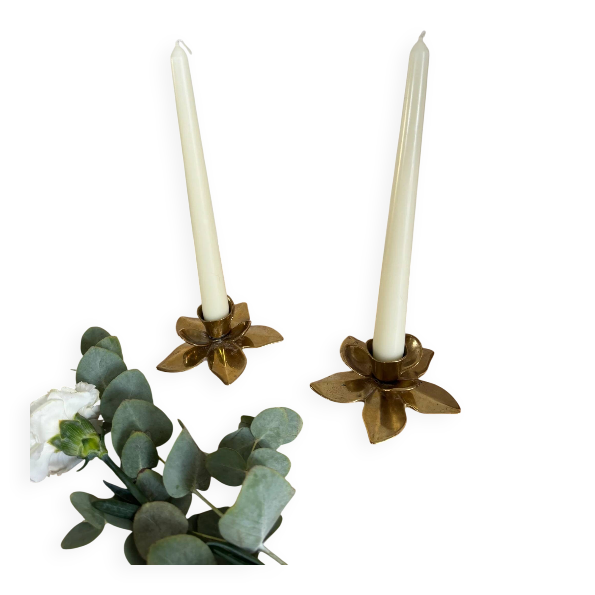 Brass flower candle holders