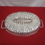 Large silver metal basket signed Christian Dior
