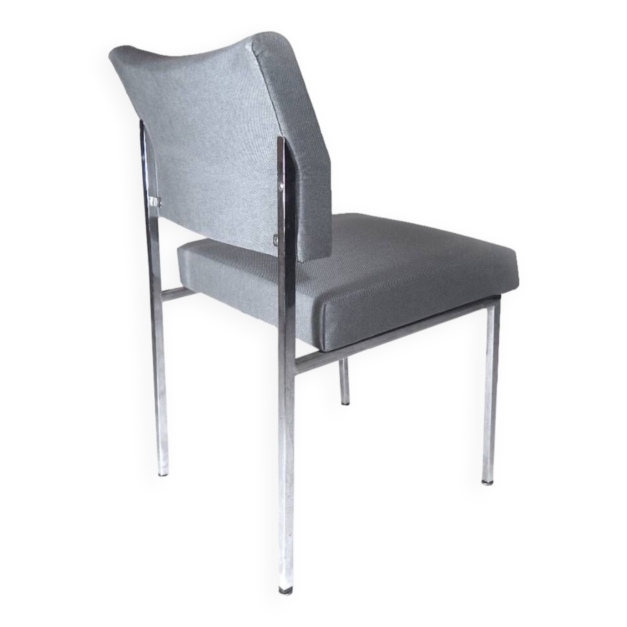 Reupholstered chrome office chair