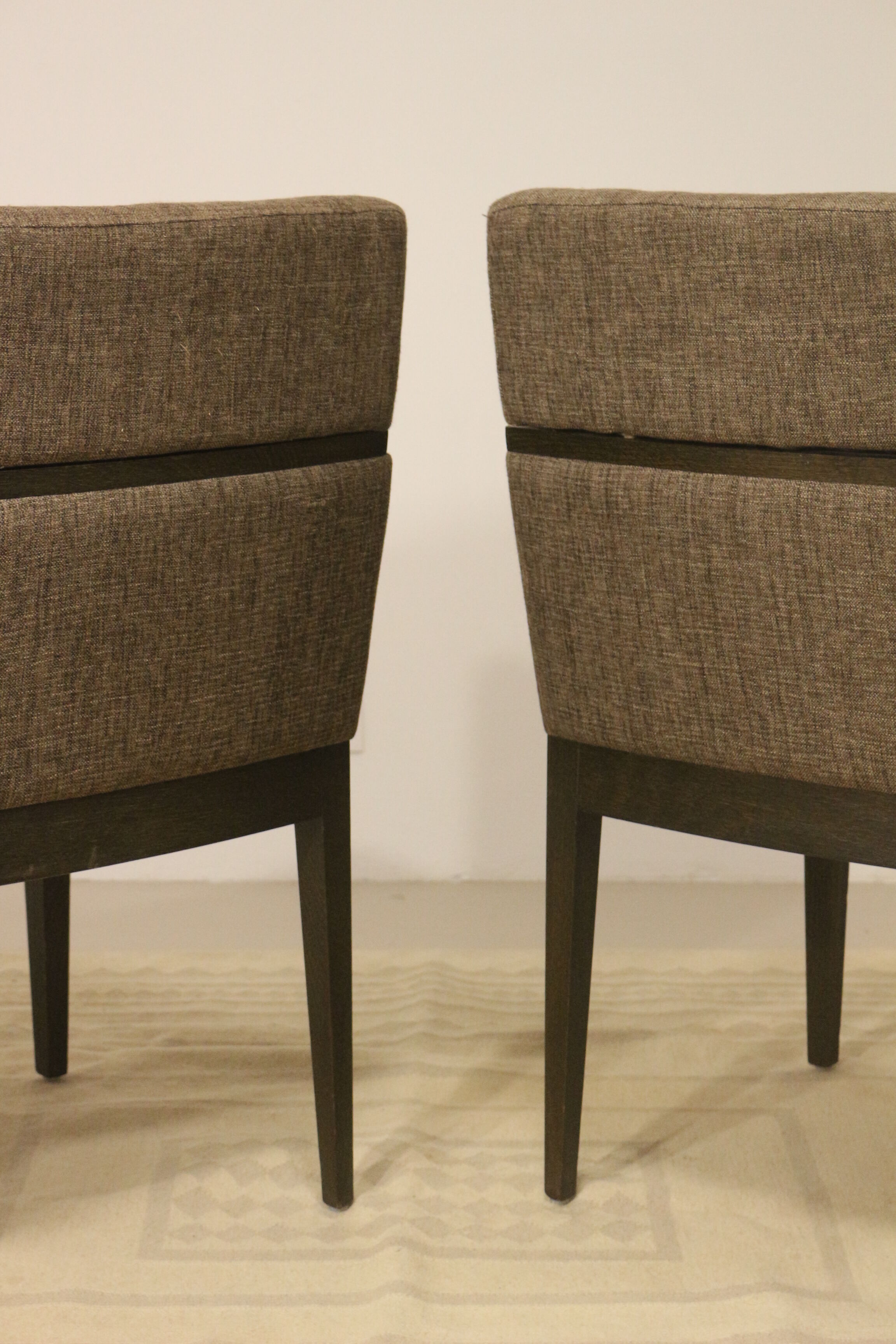 Pair of armchairs cube year 1960 fabric chiné brown color