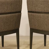 Pair of armchairs cube year 1960 fabric chiné brown color