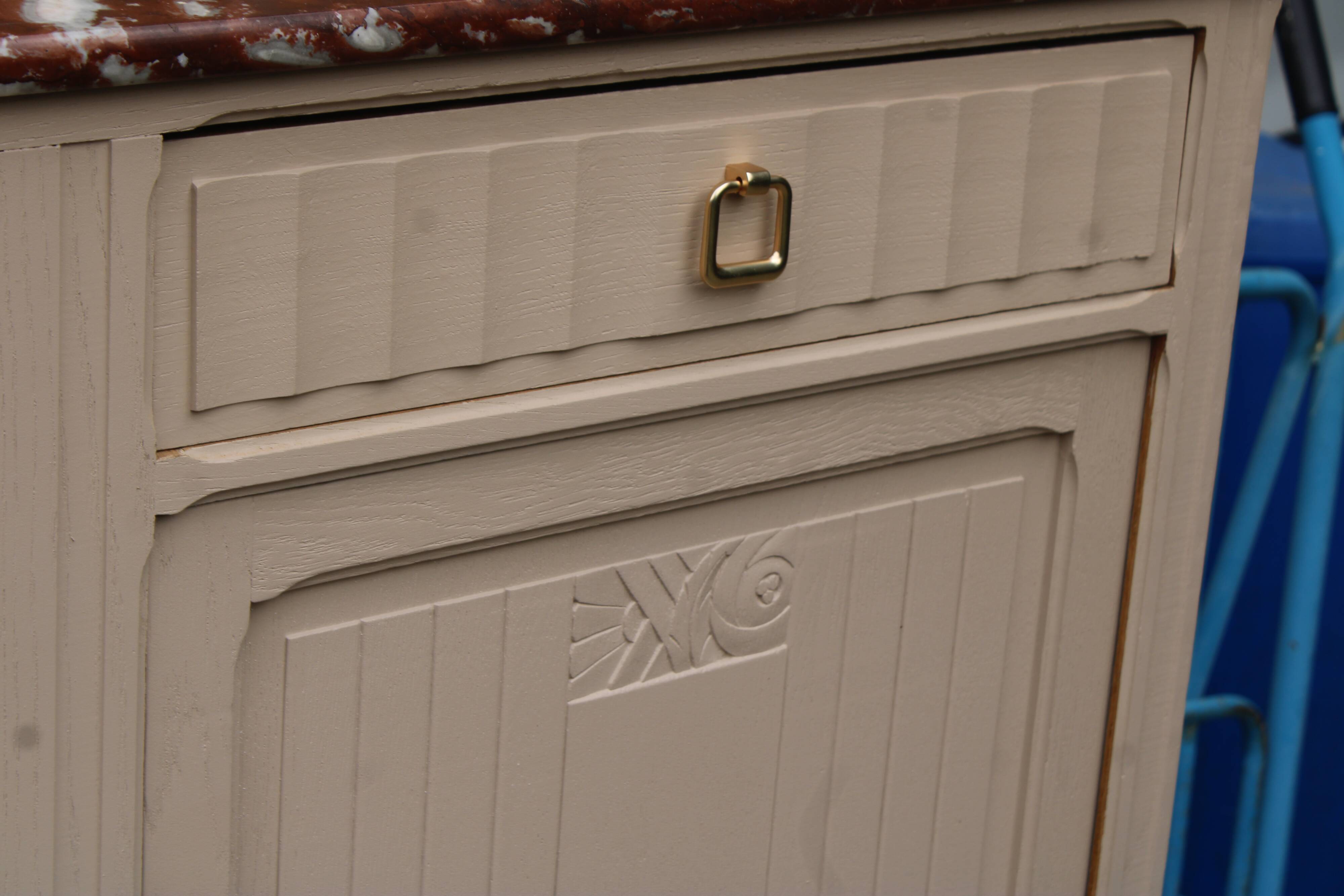 Renovated Art Deco buffet – Beige Paris-Brest & red marble