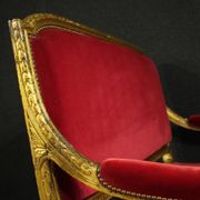 Sofa en velours rouge français antique du 19ème siècle