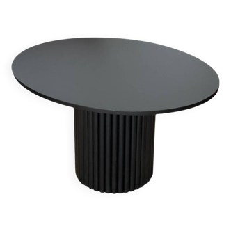 oval black fluted coffee table