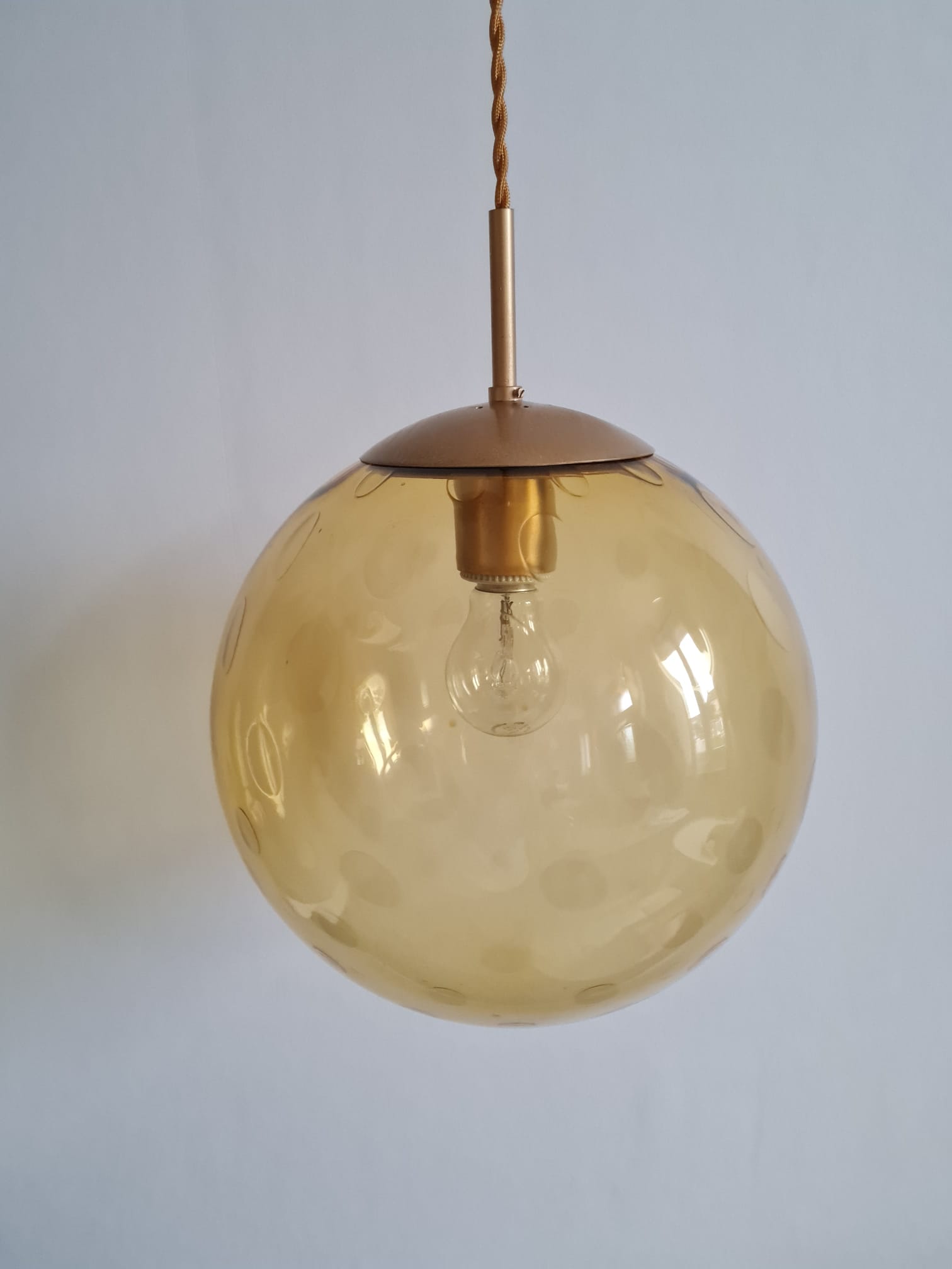 Suspension globe glass smokes amber bubble Peill & Putzler space age