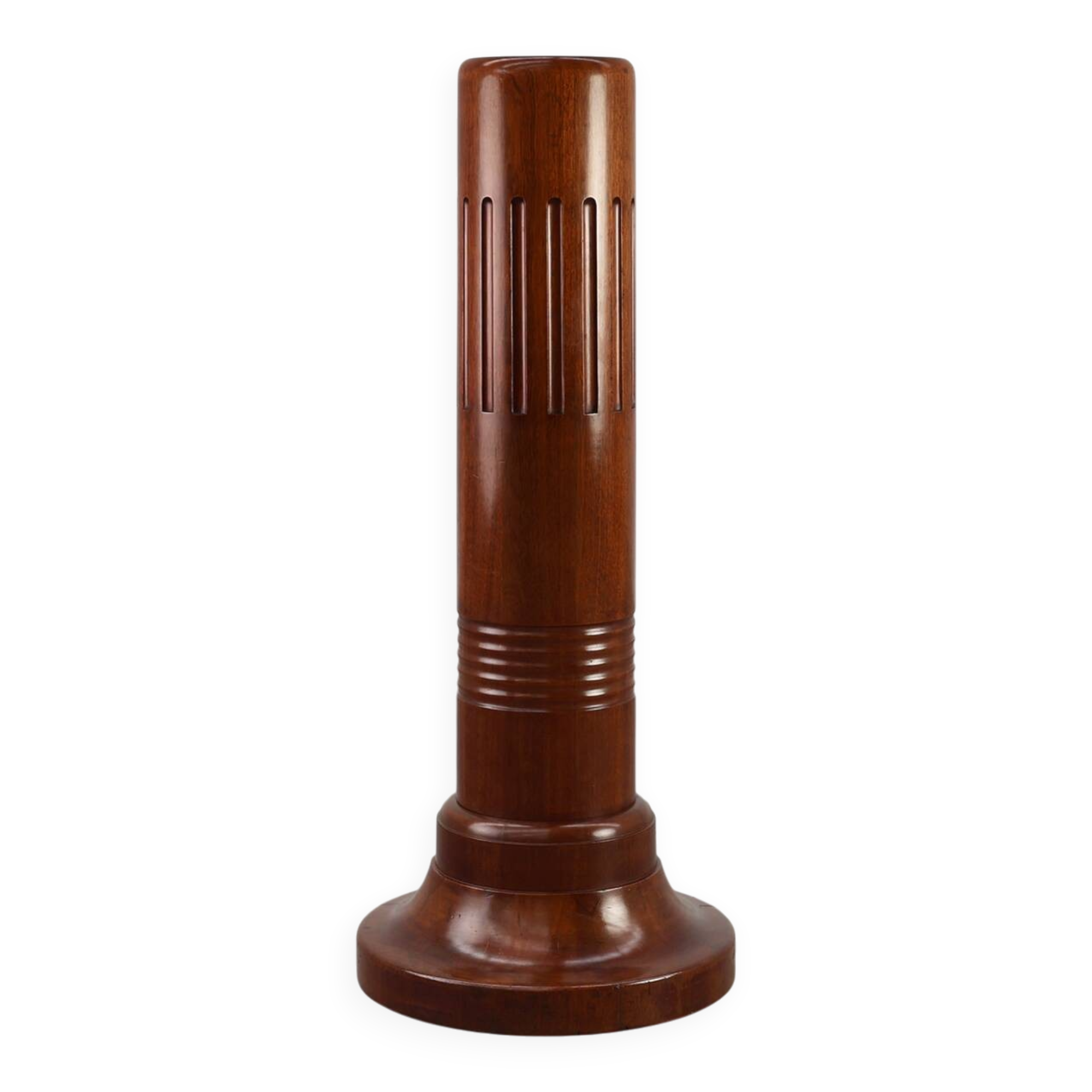 Pédestal en bois massif Art Déco sculptural, France vers 1925