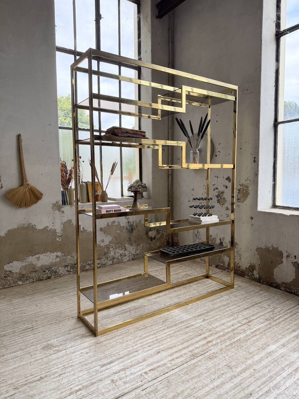 Brass shelf 1970 Belgo Chrom regency