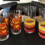 4 vintage pop style water glasses