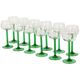 Set of 12 Vintage Luminarc Alsace Wine Glasses Thick Green Stems